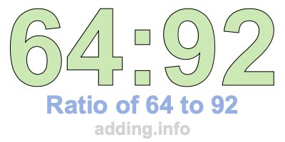 Ratio of 64 to 92 Ratio of 64 to 92