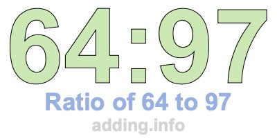 Ratio of 64 to 97 Ratio of 64 to 97