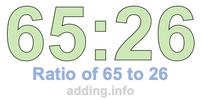 Ratio of 65 to 26 Ratio of 65 to 26