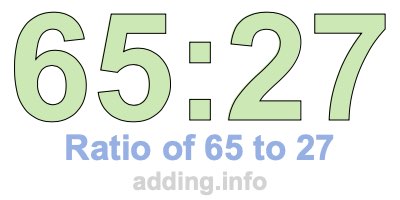 Ratio of 65 to 27 Ratio of 65 to 27