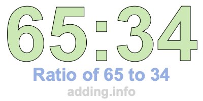 Ratio of 65 to 34 Ratio of 65 to 34