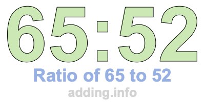 Ratio of 65 to 52