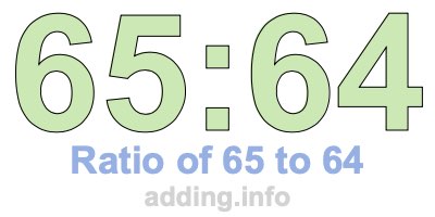 Ratio of 65 to 64 Ratio of 65 to 64