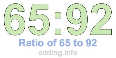 Ratio of 65 to 92 Ratio of 65 to 92