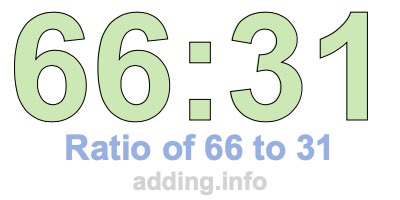 Ratio of 66 to 31 Ratio of 66 to 31