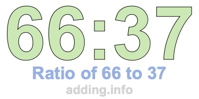 Ratio of 66 to 37 Ratio of 66 to 37