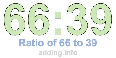 Ratio of 66 to 39 Ratio of 66 to 39