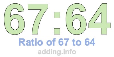 Ratio of 67 to 64 Ratio of 67 to 64