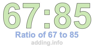 Ratio of 67 to 85