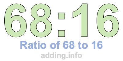 Ratio of 68 to 16 Ratio of 68 to 16
