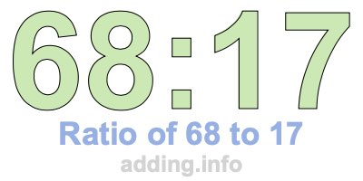 Ratio of 68 to 17 Ratio of 68 to 17