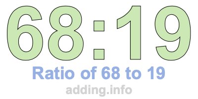 Ratio of 68 to 19