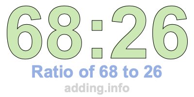 Ratio of 68 to 26 Ratio of 68 to 26