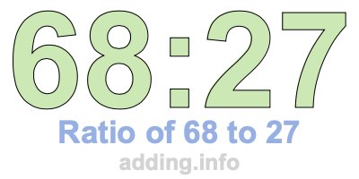 Ratio of 68 to 27 Ratio of 68 to 27