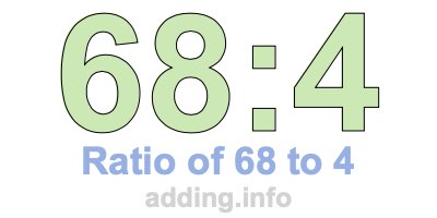 Ratio of 68 to 4