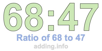 Ratio of 68 to 47 Ratio of 68 to 47