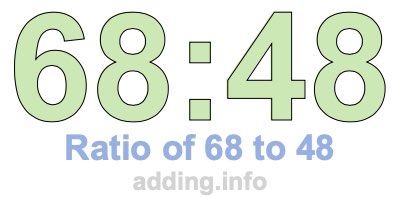 Ratio of 68 to 48 Ratio of 68 to 48
