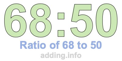 Ratio of 68 to 50 Ratio of 68 to 50