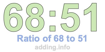 Ratio of 68 to 51