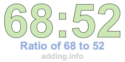 Ratio of 68 to 52 Ratio of 68 to 52