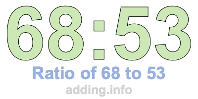 Ratio of 68 to 53