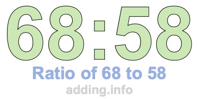 Ratio of 68 to 58 Ratio of 68 to 58