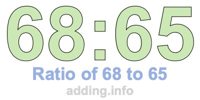 Ratio of 68 to 65 Ratio of 68 to 65