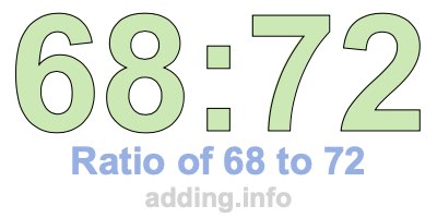 Ratio of 68 to 72 Ratio of 68 to 72