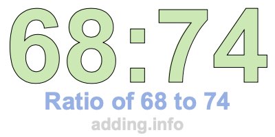 Ratio of 68 to 74 Ratio of 68 to 74