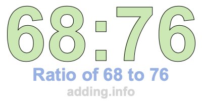 Ratio of 68 to 76 Ratio of 68 to 76