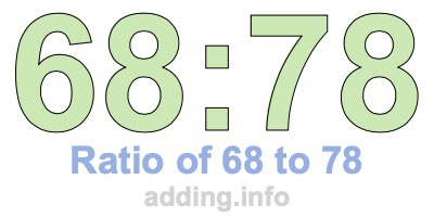 Ratio of 68 to 78 Ratio of 68 to 78