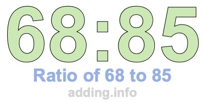 Ratio of 68 to 85 Ratio of 68 to 85