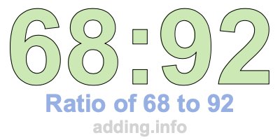 Ratio of 68 to 92 Ratio of 68 to 92