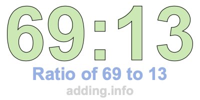 Ratio of 69 to 13 Ratio of 69 to 13