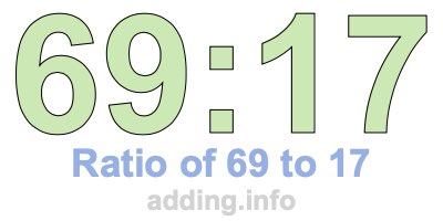 Ratio of 69 to 17 Ratio of 69 to 17
