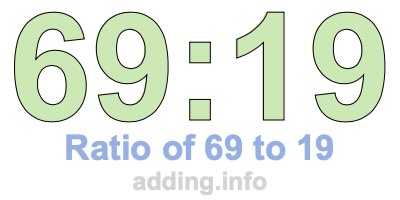 Ratio of 69 to 19 Ratio of 69 to 19