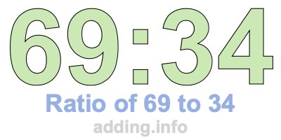 Ratio of 69 to 34 Ratio of 69 to 34