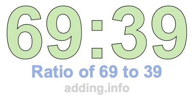 Ratio of 69 to 39 Ratio of 69 to 39