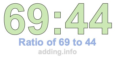 Ratio of 69 to 44 Ratio of 69 to 44