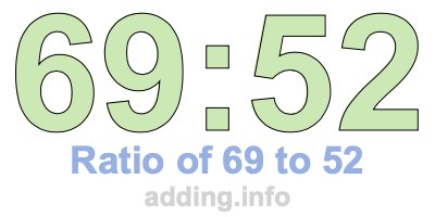 Ratio of 69 to 52 Ratio of 69 to 52