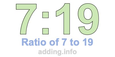 Ratio of 7 to 19 Ratio of 7 to 19