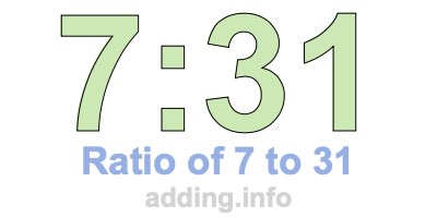 Ratio of 7 to 31 Ratio of 7 to 31