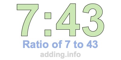 Ratio of 7 to 43 Ratio of 7 to 43