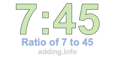 Ratio of 7 to 45 Ratio of 7 to 45