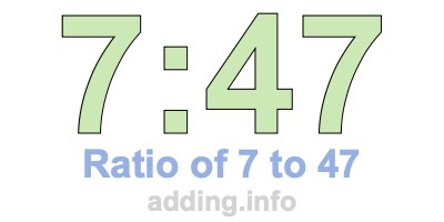 Ratio of 7 to 47 Ratio of 7 to 47
