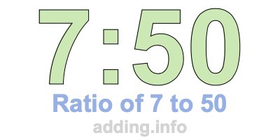 Ratio of 7 to 50 Ratio of 7 to 50