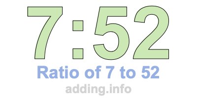 Ratio of 7 to 52 Ratio of 7 to 52