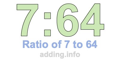Ratio of 7 to 64 Ratio of 7 to 64