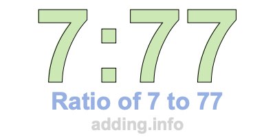 Ratio of 7 to 77