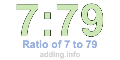 Ratio of 7 to 79 Ratio of 7 to 79